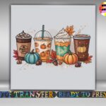 Pumpkin Spice Coffee Fall Dtf Transfer, Latte Halloween Design Regarding Kipo Thanksgiving Word Search
