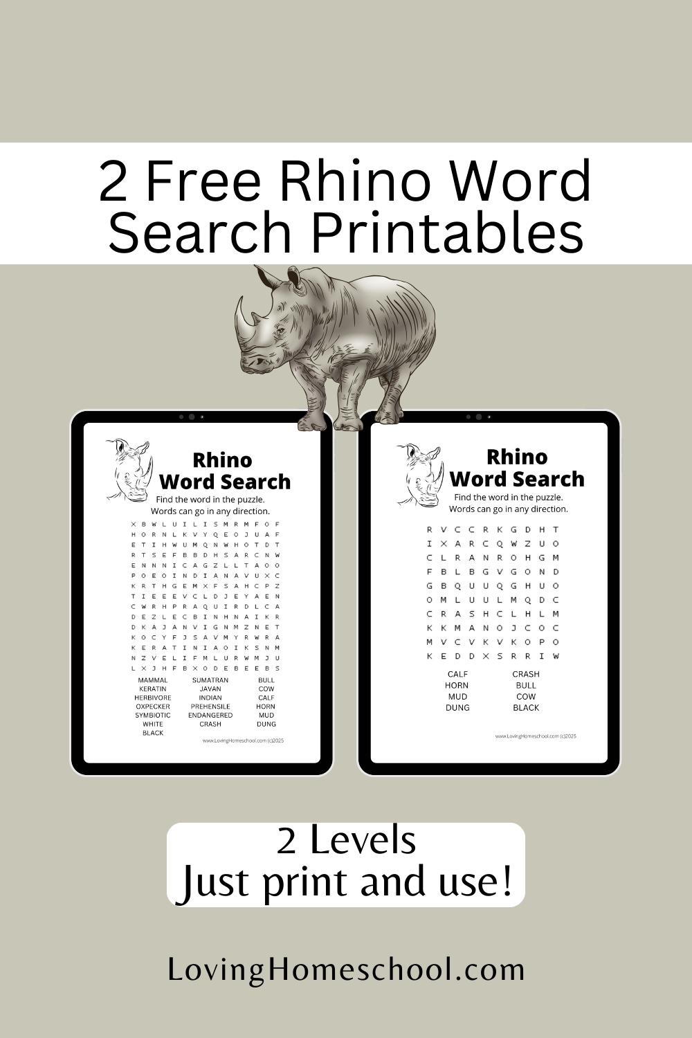 Rhino Word Search Printables - Lovinghomeschool with regard to Thanksgiving Super Hard Word Search Horn of Plenty