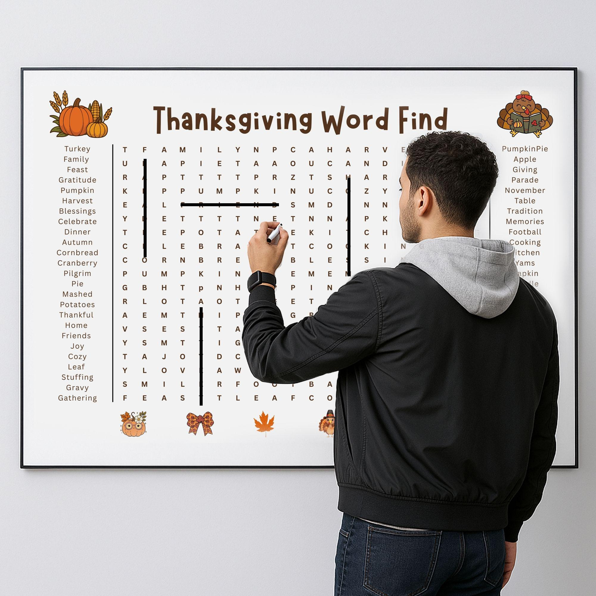 Search And Find Poster - Etsy inside Incredibly Giant Thanksgiving Word Search