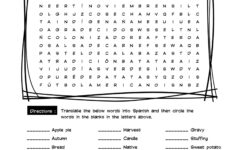 Spanish Thanksgiving Vocabulary Word Search &amp; Answer Key | Made throughout Spanish Thanksgiving Word Search Answer Key