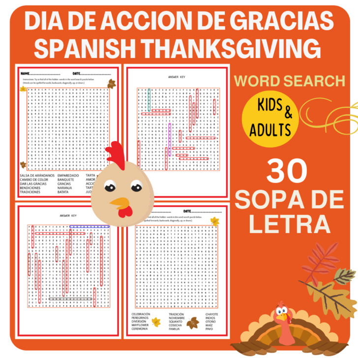 Thanksgiving Spanish Word Search Thanksgiving Spanish Word Search