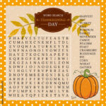Stock Vektorgrafik „Thanksgiving Day Word Search Puzzle. Logic For Word Search Games For Thanksgiving