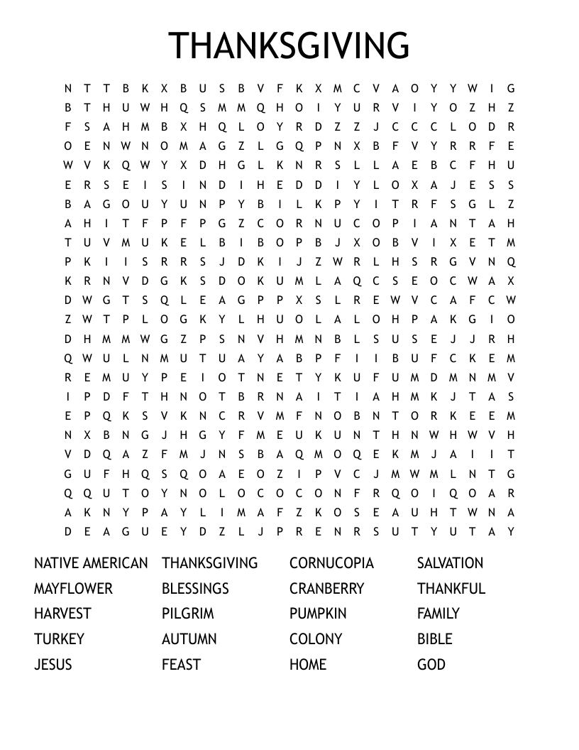 Thankful Harvest Word Search - Wordmint with regard to Thanksgiving Word Search Bible