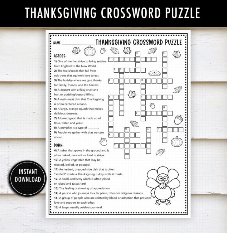 Holiday Zone Word Search Thanksgiving