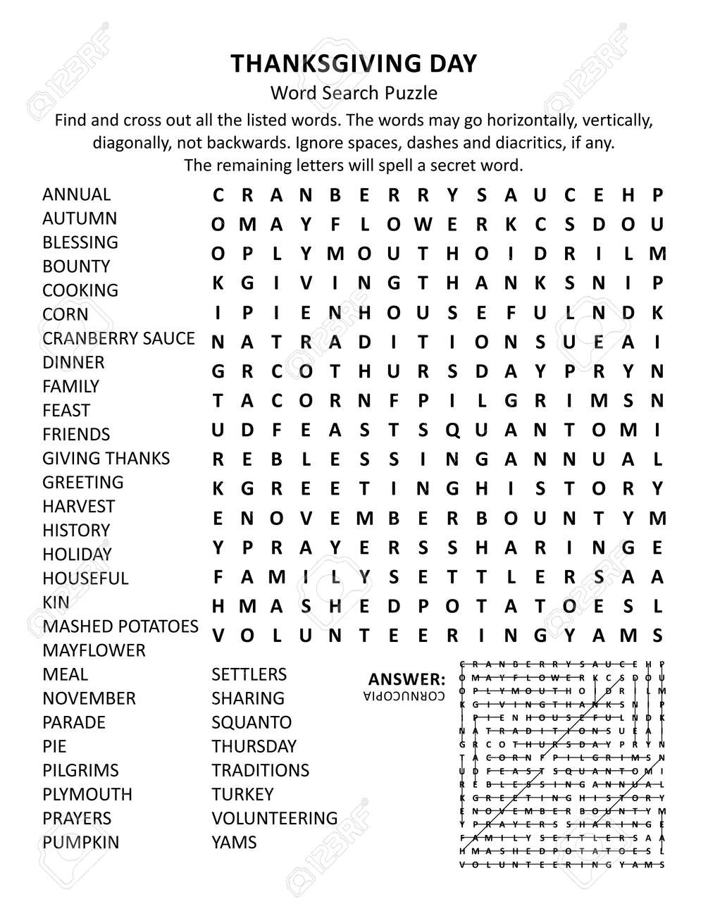 Thanksgiving Day Holiday Word Search Puzzle (Us Version). Suitable pertaining to Us History Thanksgiving Word Search