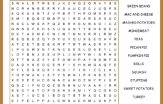 Thanksgiving Foods Word Search inside Thanksgiving Food Word Search Printable