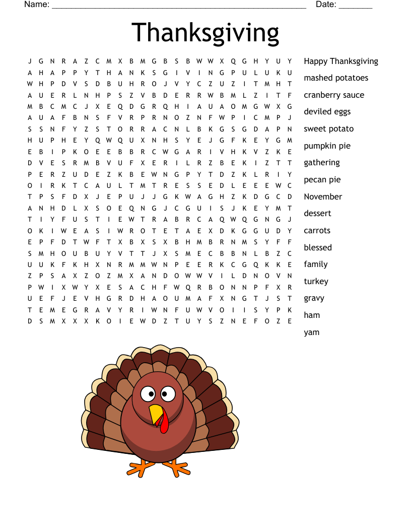 Thanksgiving Foods Word Search - Wordmint for Thanksgiving Word Search Answers November Ham Potatoes