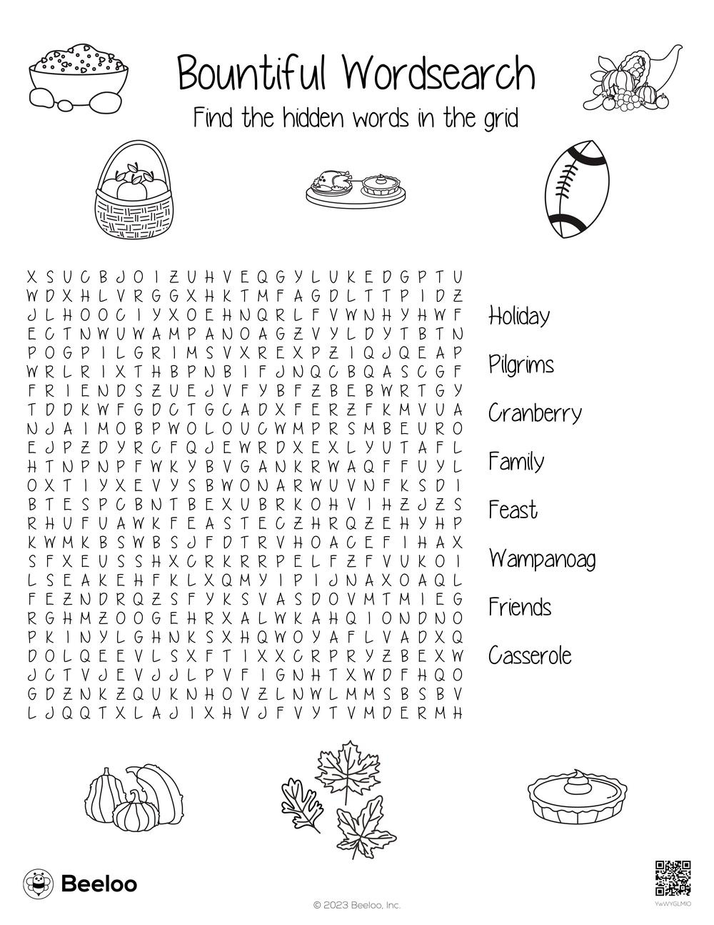 Thanksgiving-Themed Word Searches • Beeloo Printable Crafts And intended for Word Search Kids Thanksgiving