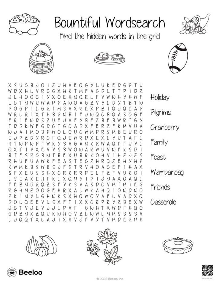 Thanksgiving Word Search For First Grade Thanksgiving Word Search For First Grade