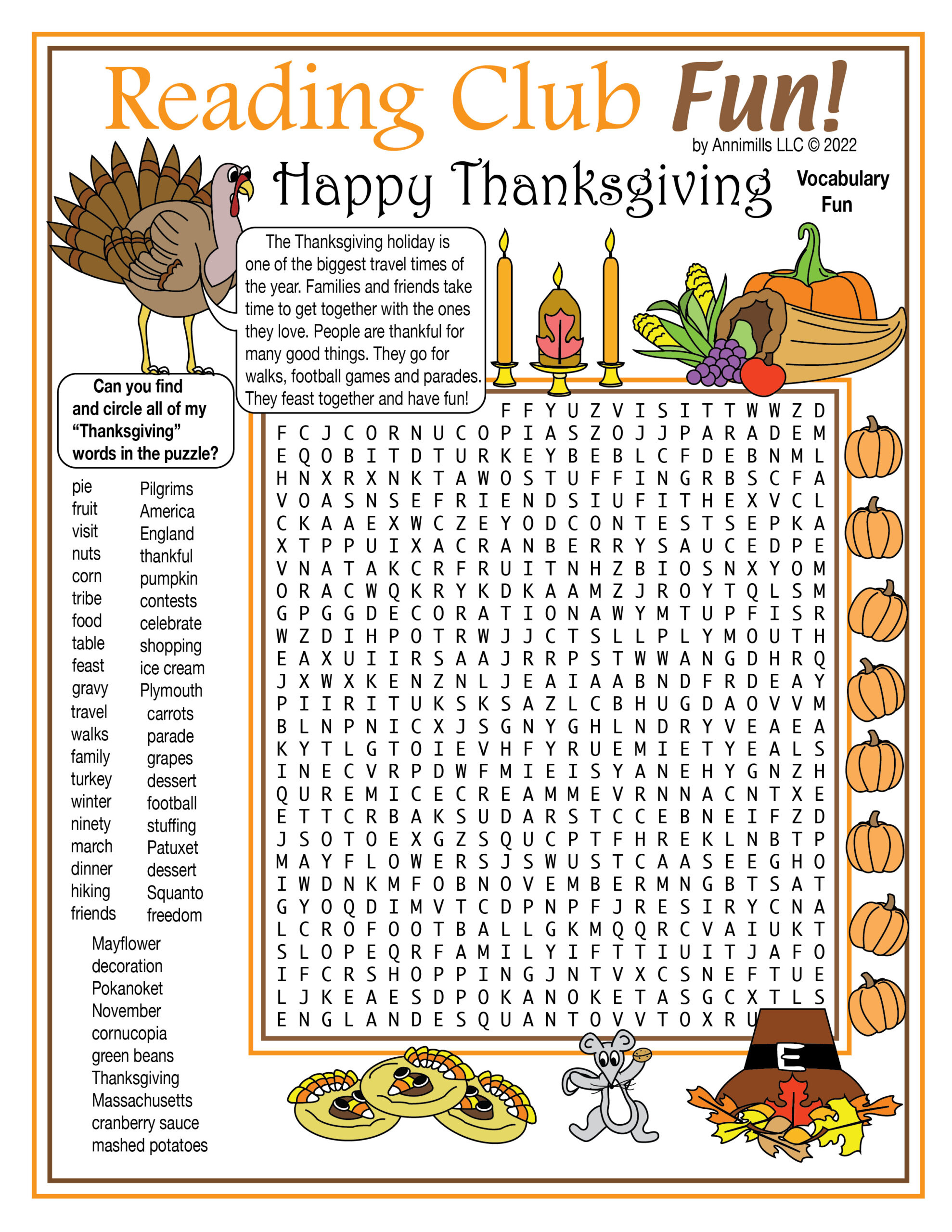 Thanksgiving Then &amp;amp; Now Printable Vocabulary Word Search Puzzle for Word Search Thanksgiving Squanto