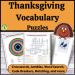 Thanksgiving Vocabulary Puzzles Crosswords Word Searches Code Inside Thanksgiving Articulation Word Search