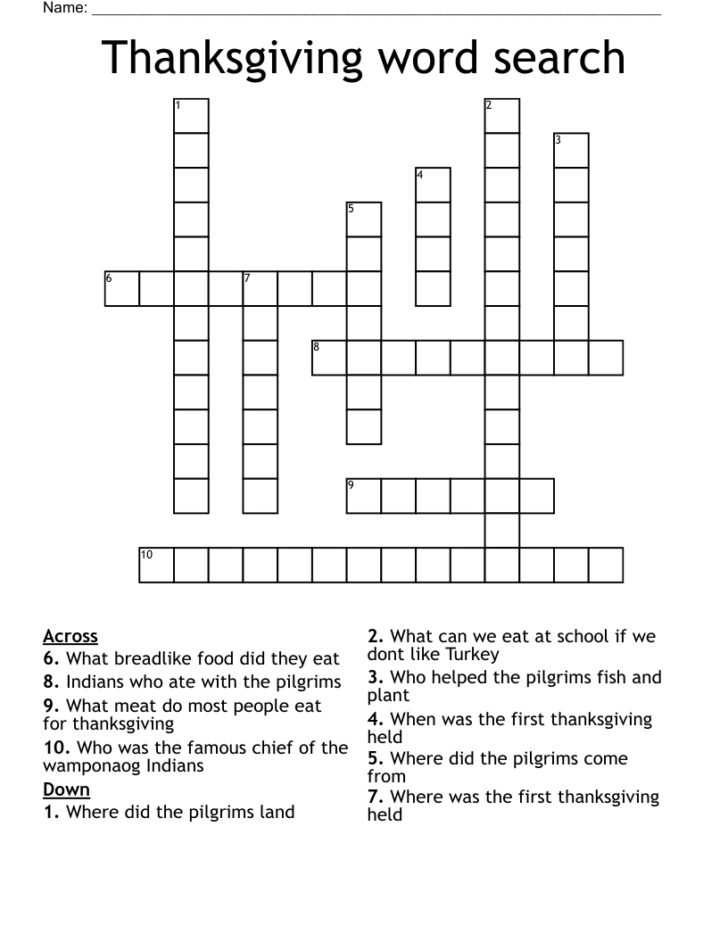 First Thanksgiving Word Search Puzzle