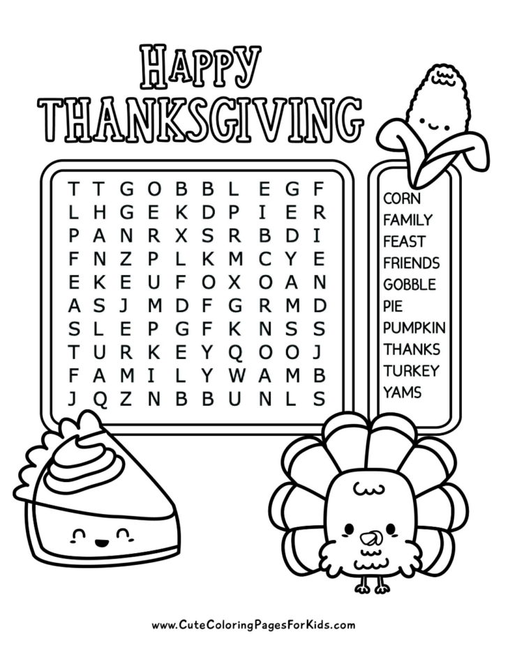 Word Search Thanksgiving 2nd Grade Word Search Thanksgiving 2nd Grade
