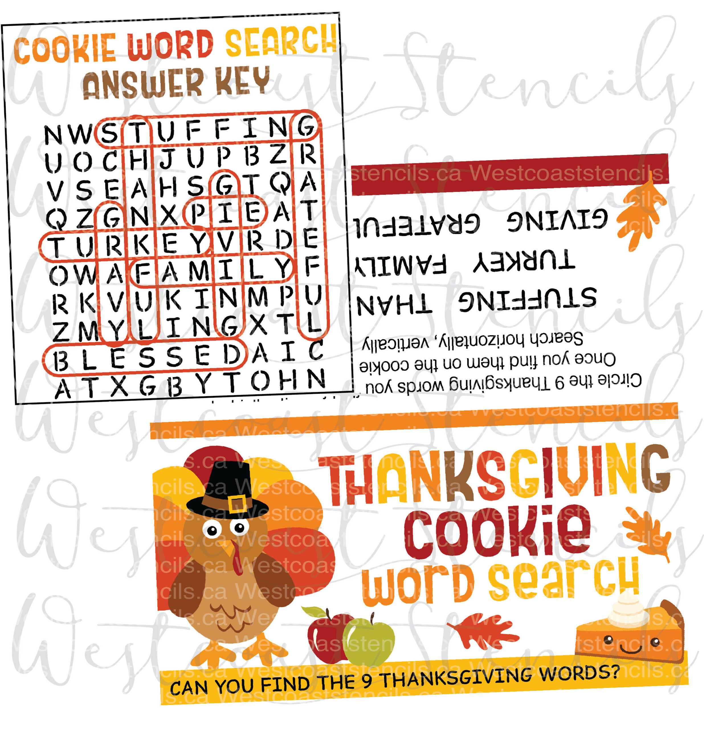 Thanksgiving Word Search Digital Instant Download Cookie Bag intended for Thanksgiving Word Ving Word Search