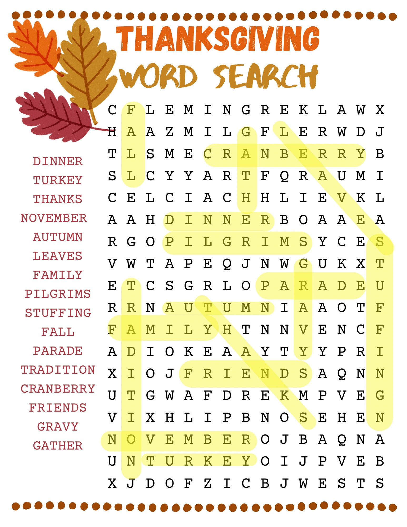 Thanksgiving Word Search - Etsy throughout Sunday School Thanksgiving Scrabble Word Search