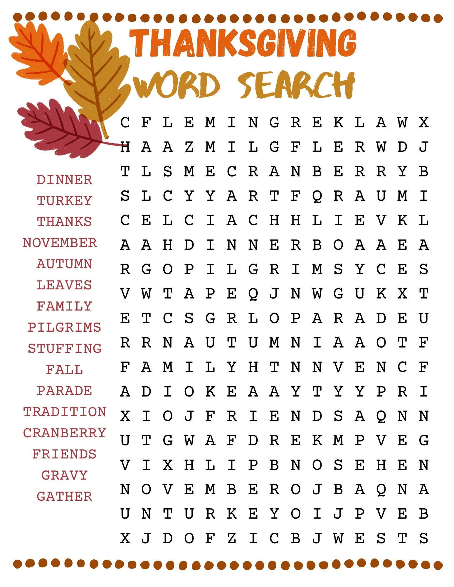 Thanksgiving Word Search - Etsy with Serious Thanksgiving Word Search