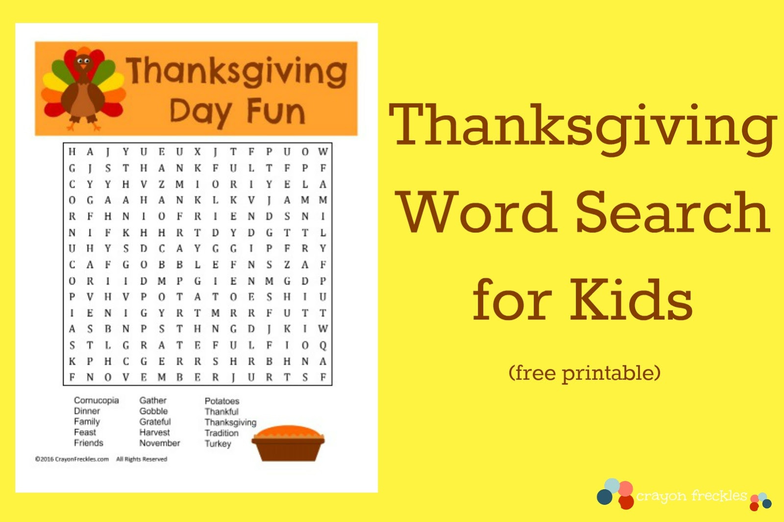 Thanksgiving Word Search For Kids {Free Printable} - Do Play Learn pertaining to Thanksgiving Dinner Word Search Pro