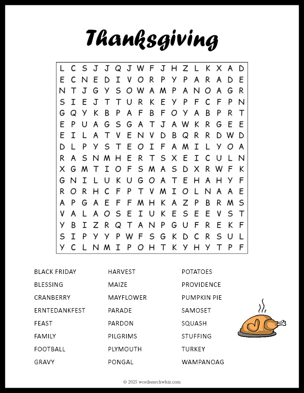 Thanksgiving Day Words Search Help