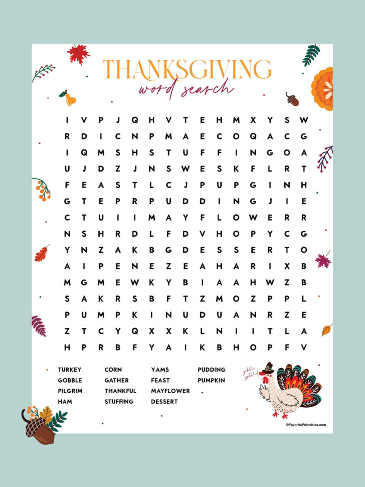 Christian Thanksgiving Word Search Printables