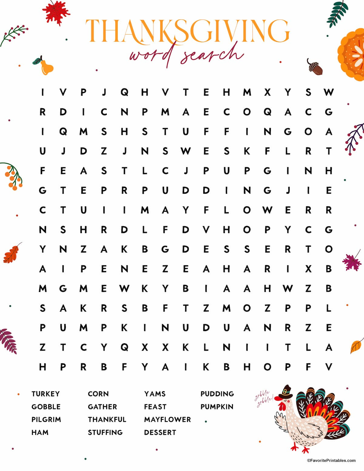 Thanksgiving Word Search, Free Printable For Kids! - Favorite pertaining to Thanksgiving Word Search Teachers Pay Teachers
