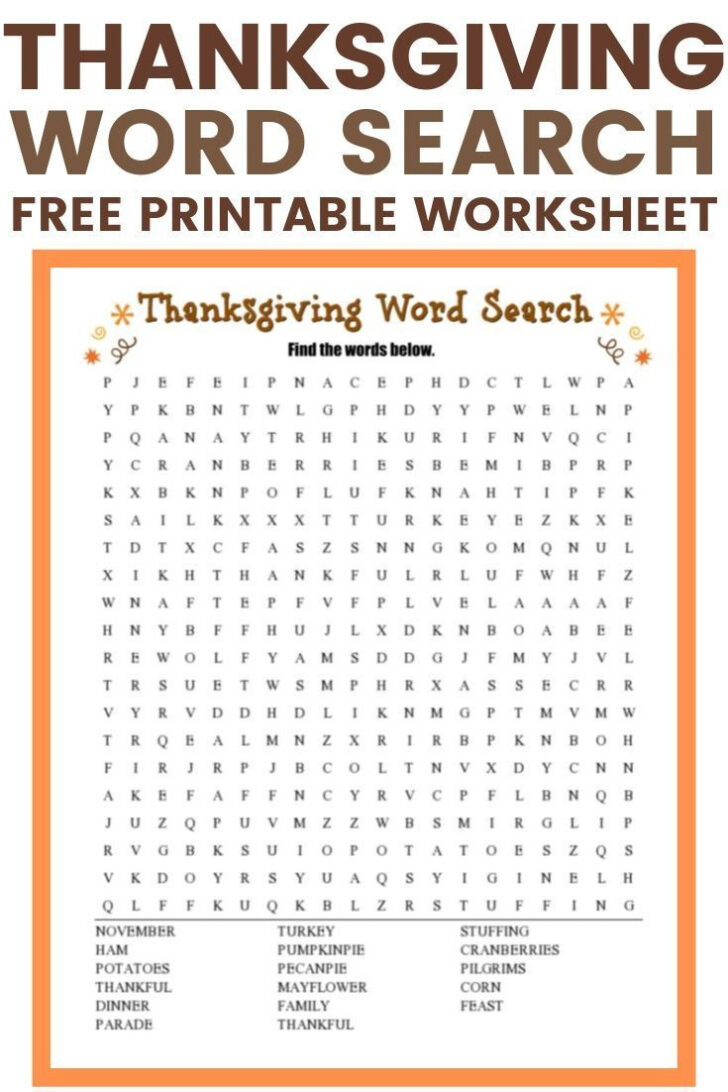 Word Search Thanksgiving Printables Free
