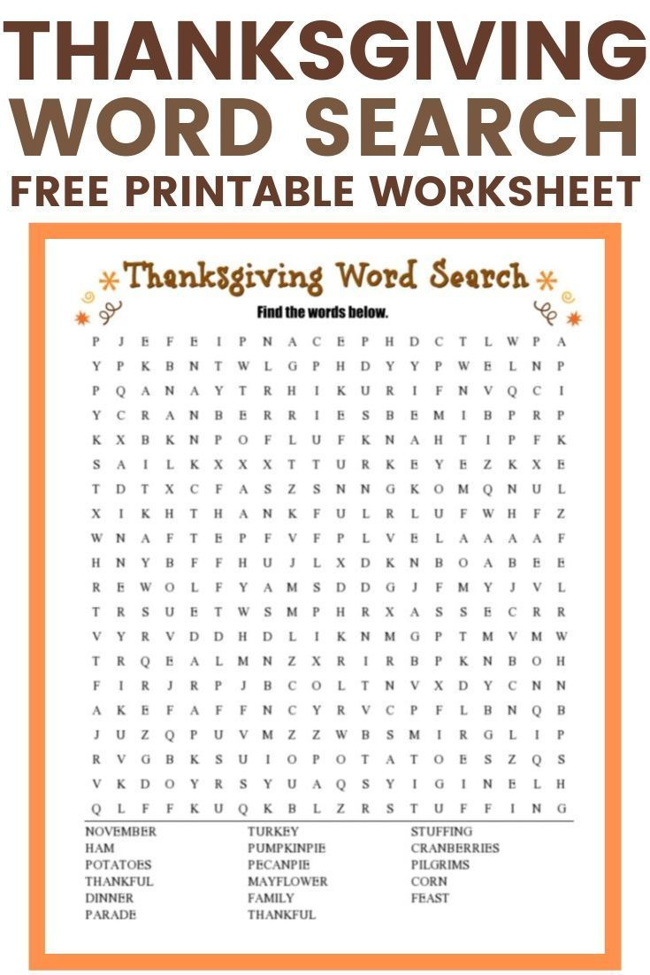 Thanksgiving Word Search Free Printable For Kids with regard to Word Search Thanksgiving Printables Free