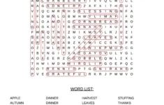 Thanksgiving Word Search | Free Printable Pdf with Word Search Thanksgiving Dinner