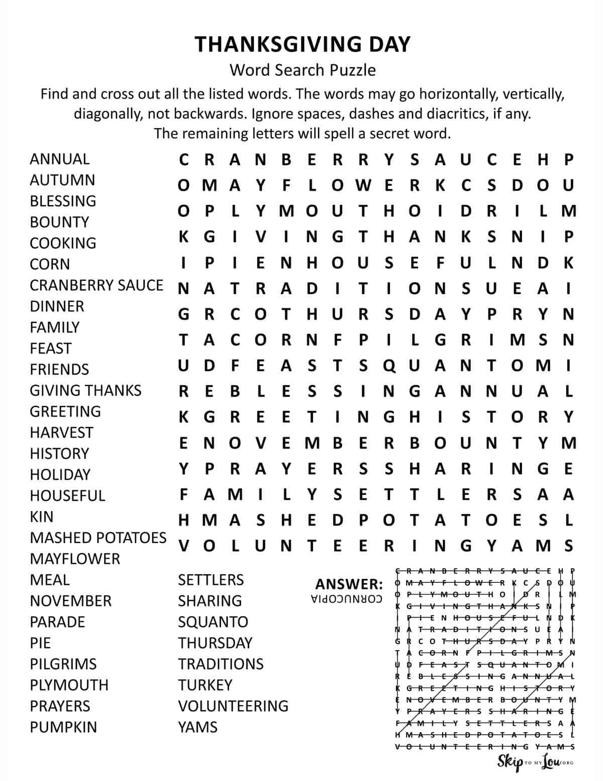 Thanksgiving Word Search - Freeology - Worksheets Library throughout Thanksgiving Word Search Freeology