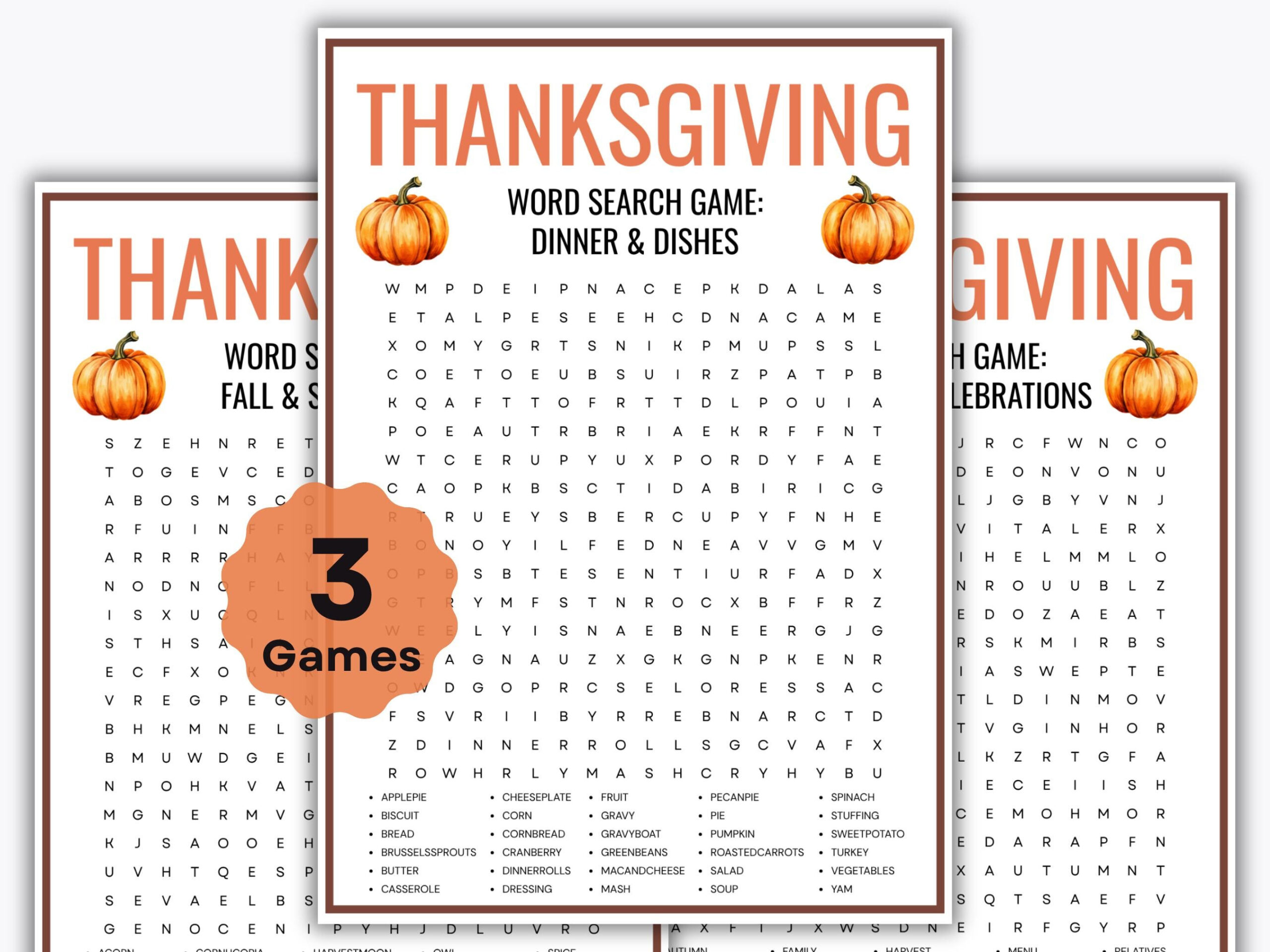 Thanksgiving Word Search Game – 3 Printable Puzzles – Family within Thanksgiving Word Search 3
