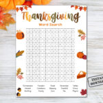 Thanksgiving Word Search Game Printable, Fall Holiday Word Throughout Sunday School Thanksgiving Scrabble Word Search