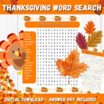 Thanksgiving Word Search Game, Thanksgiving Activity For Kids, Thanksgiving  Printable Game, Fall Word Puzzle, Word Search For Adults Inside Serious Thanksgiving Word Search