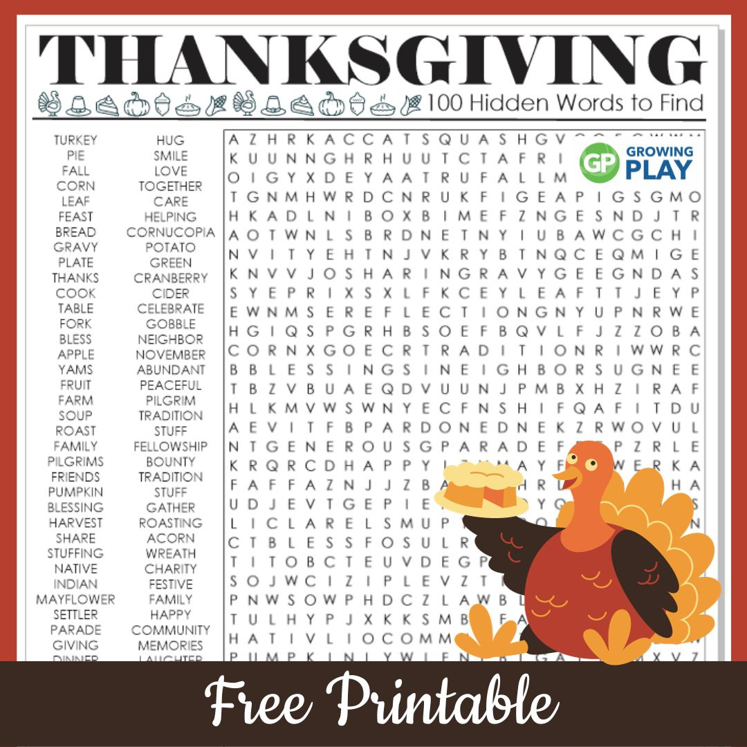 Thanksgiving Word Search Hard Printable Free Puzzles - Growing Play regarding Free Hard Thanksgiving Word Search