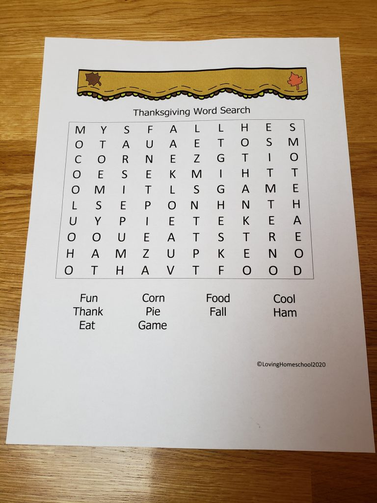 Thanksgiving Word Search - Lovinghomeschool with Crafting The Word of God Thanksgiving Word Search