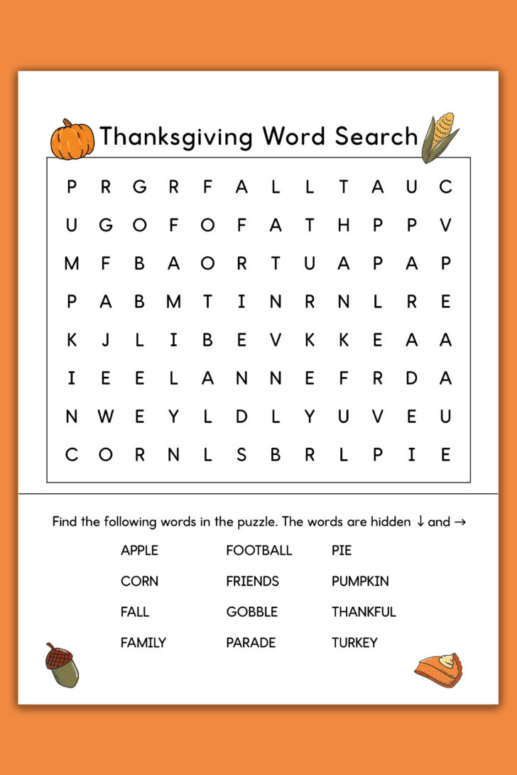 Easy Thanksgiving Word Searches Easy Thanksgiving Word Searches