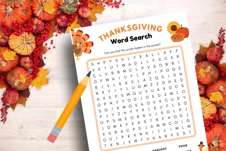 Small Thanksgiving Word Search Small Thanksgiving Word Search