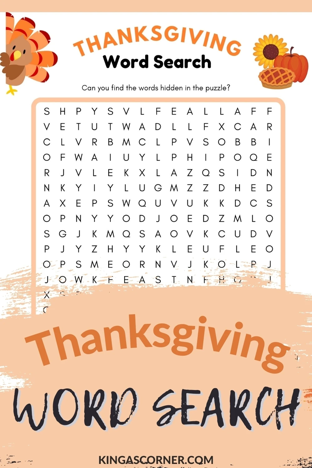 Thanksgiving Word Search Printable For Little Learners: So Easy intended for Thanksgiving Word Search You Can Play