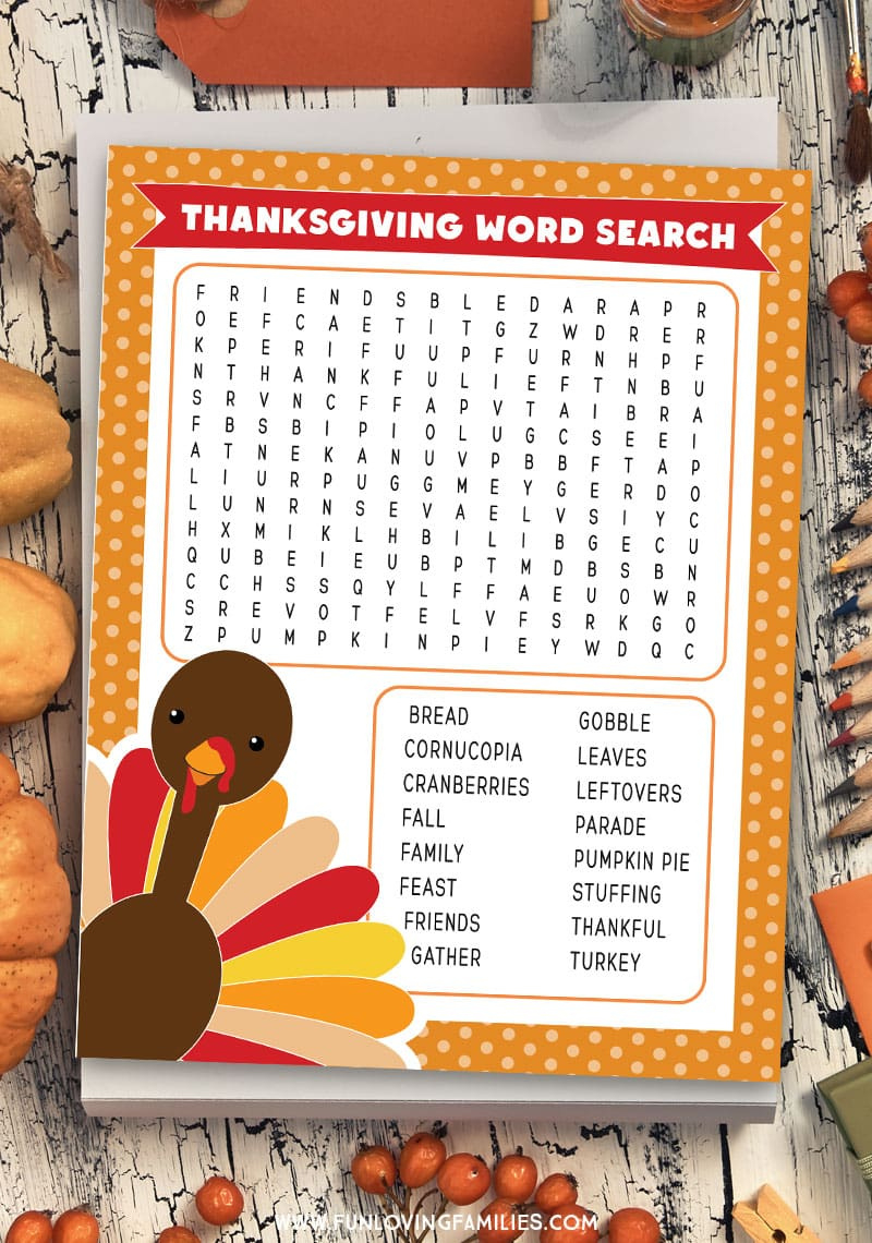 Thanksgiving Word Search Printable - Fun Loving Families with regard to Classroom Thanksgiving Word Search