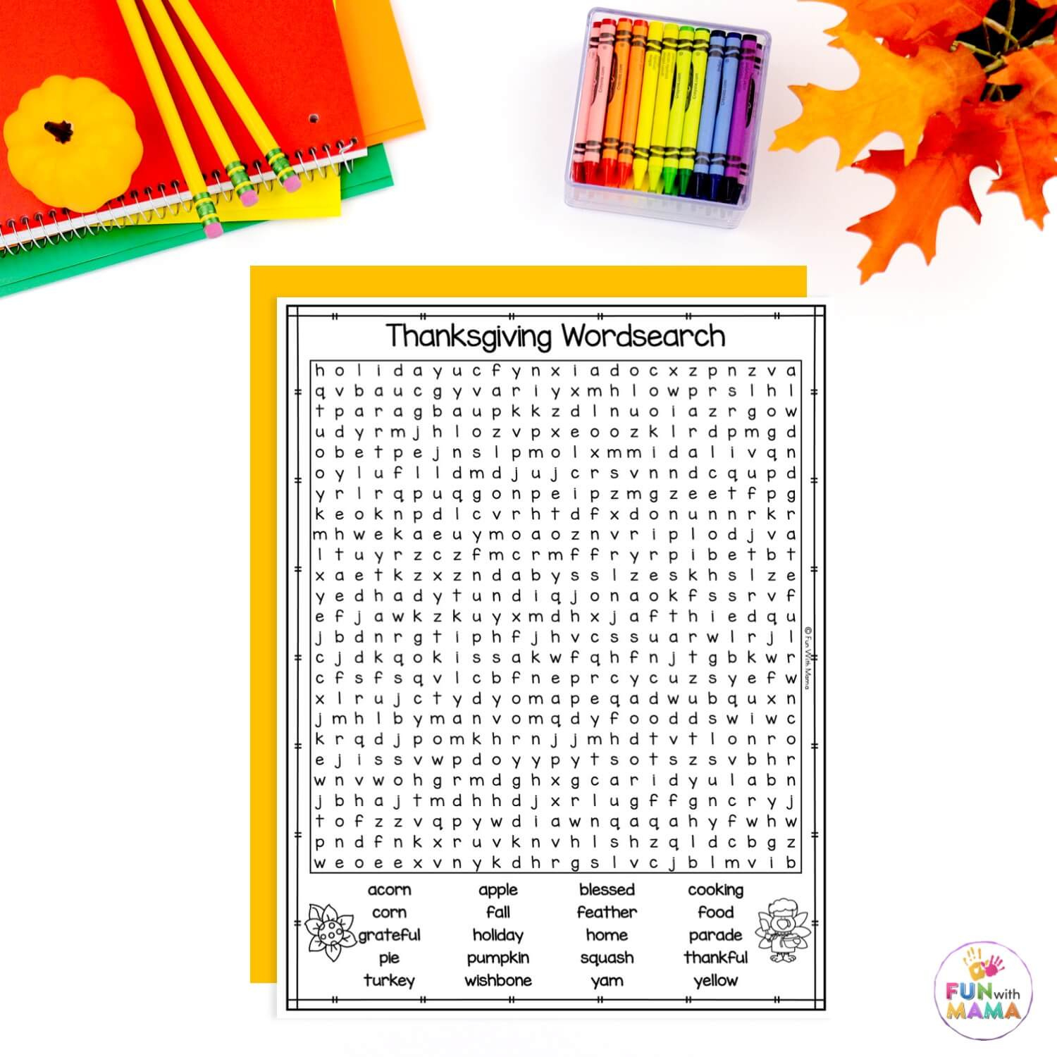 Thanksgiving Word Search Printable - Fun With Mama in Thanksgiving Word Search Teachers Pay Teachers