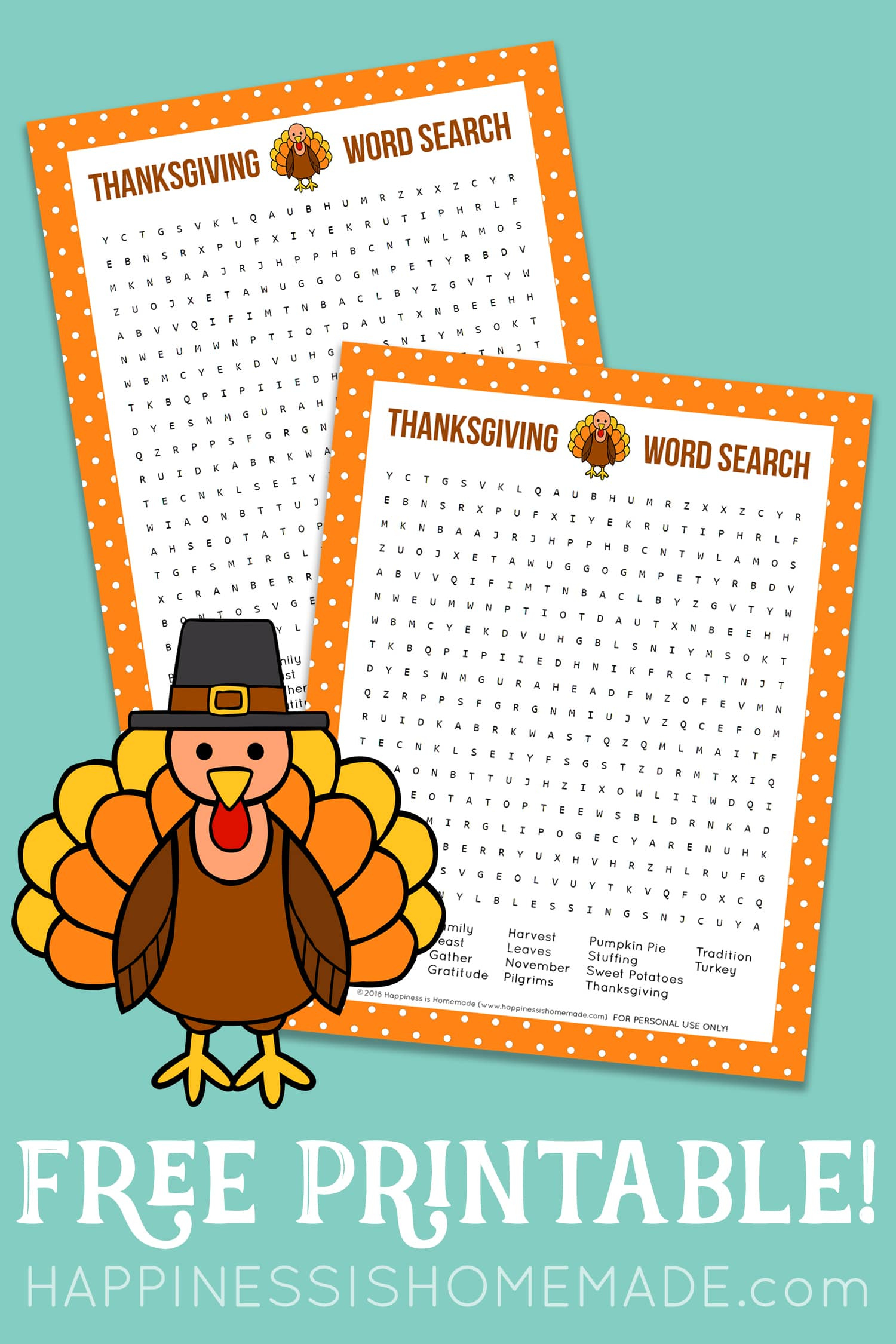 Thanksgiving Word Search Printable - Happiness Is Homemade in Thanksgiving Word Search Happiness Is Homemade