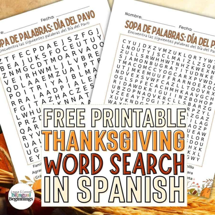 Free Printable Spanish Thanksgiving Word Search