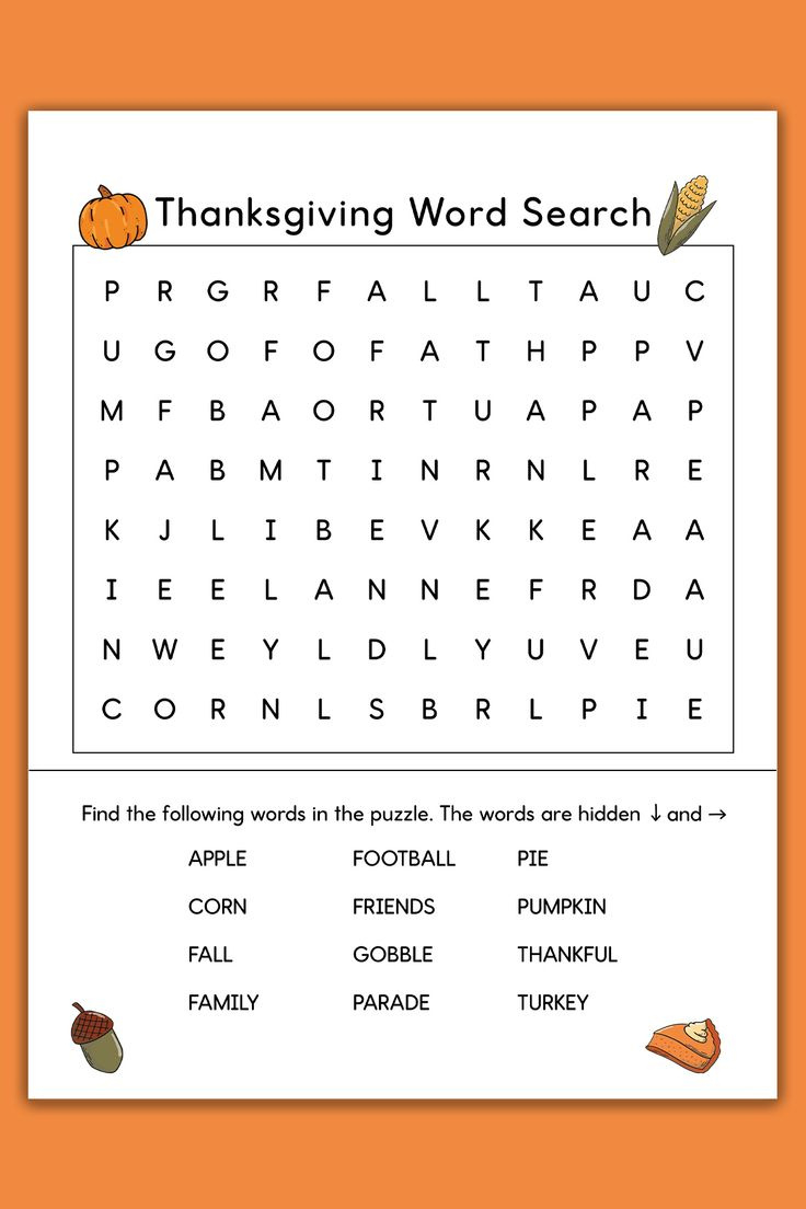 Thanksgiving Word Search Printable Set - 3 Varying Levels Of in Thanksgiving Word Search 3