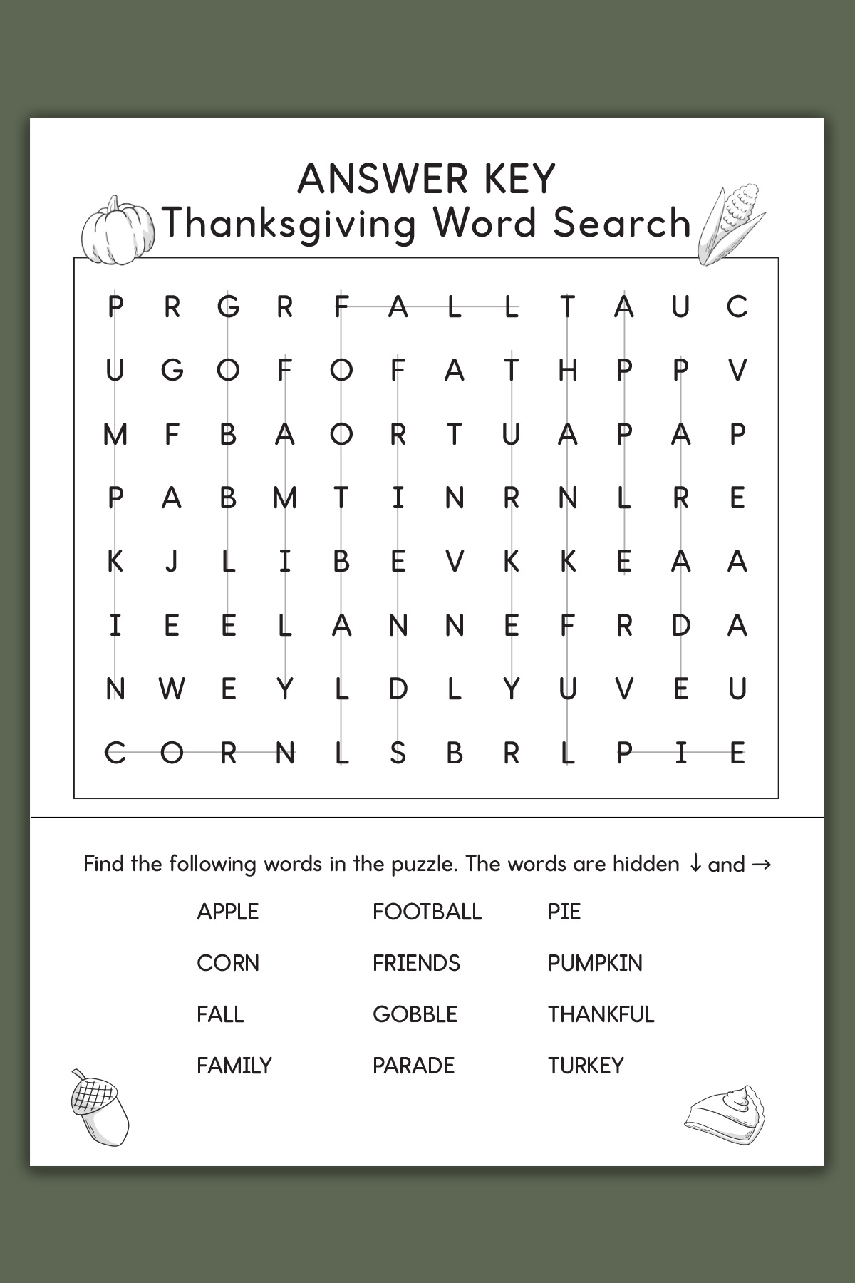 Thanksgiving Word Search Printable Set - 3 Varying Levels Of within Thanksgiving Word Search Kindergarten