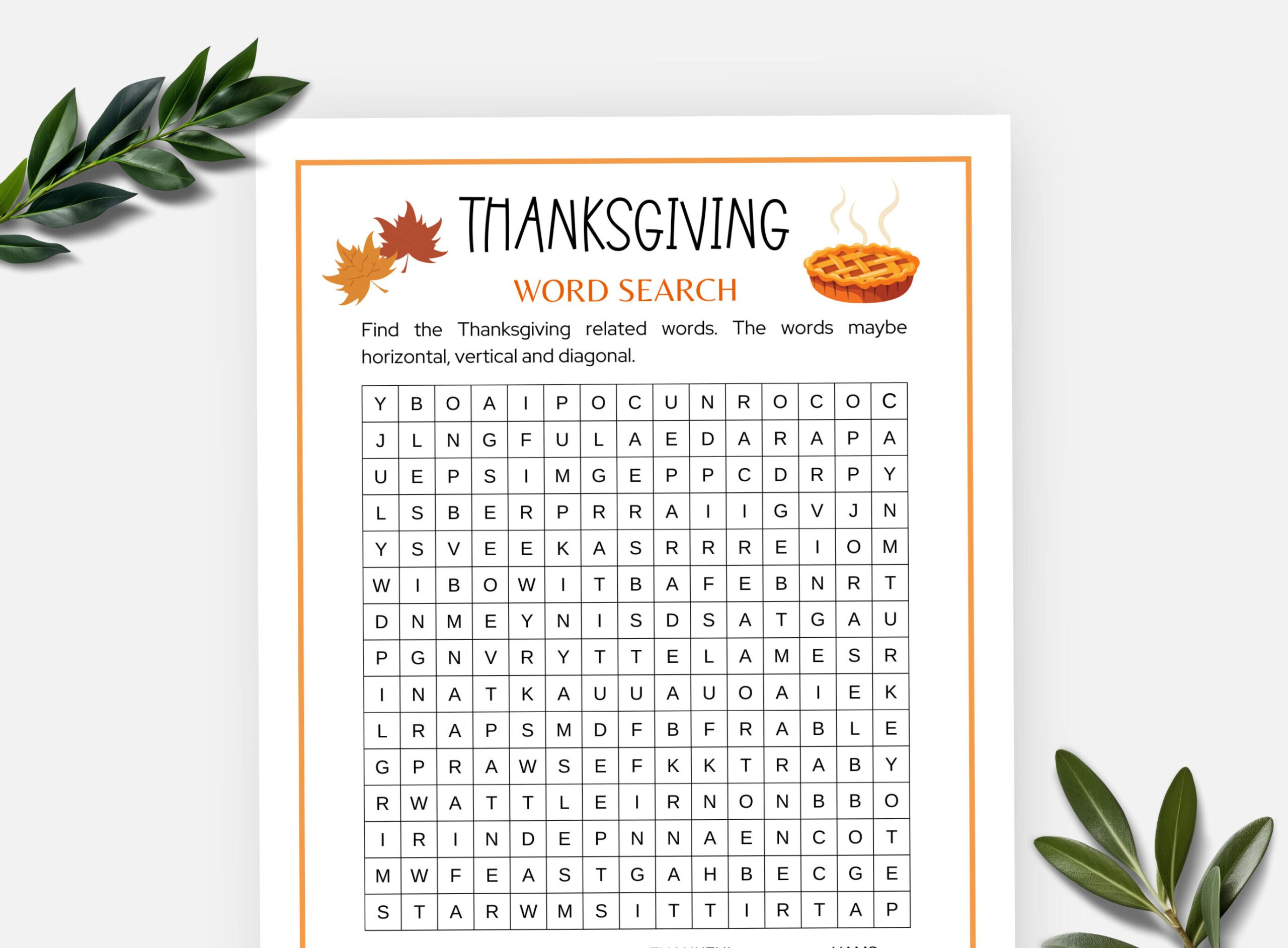 Thanksgiving Word Search, Printable Word Game, Word Search Game For Kids  And Adults, Turkey Day Group Activity, Classroom Game, Office Game pertaining to Crafting The Word Of God Thanksgiving Word Search