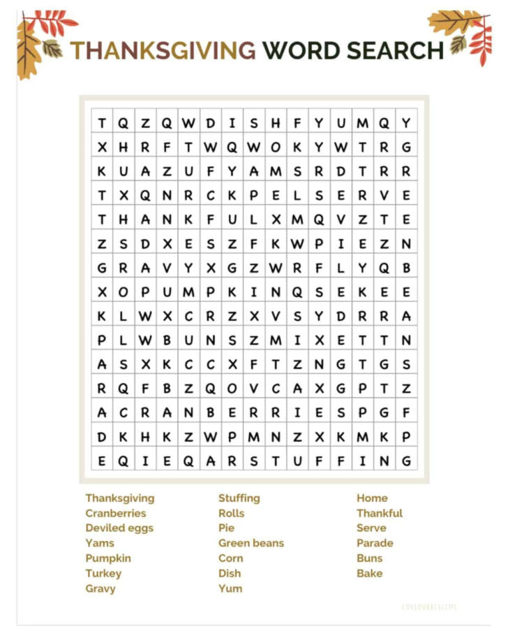 Medium Thanksgiving Word Search Medium Thanksgiving Word Search