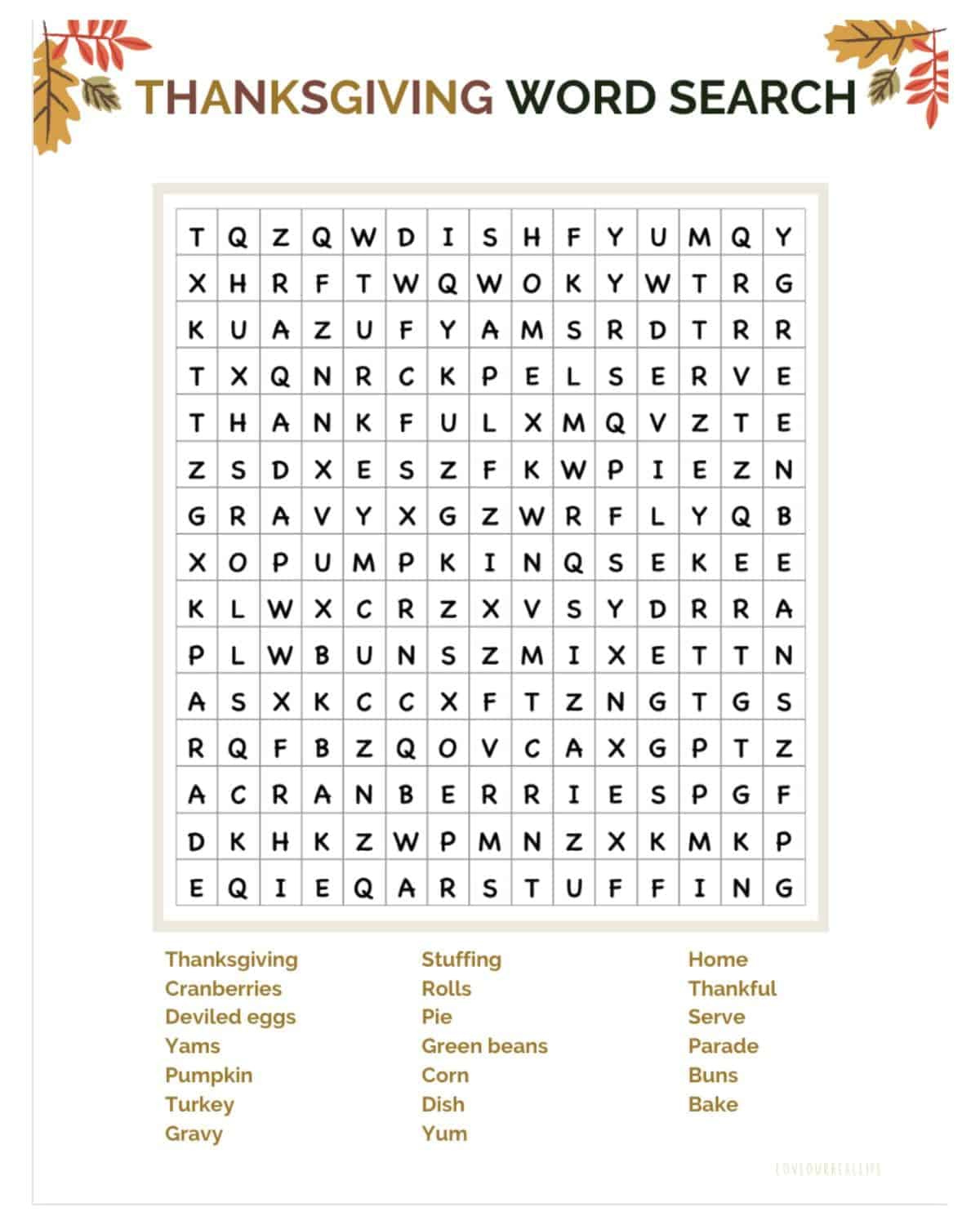 Thanksgiving Word Search Puzzle - Free Printable Pdf ⋆ Love Our throughout Thanksgiving Word Search Grade 2