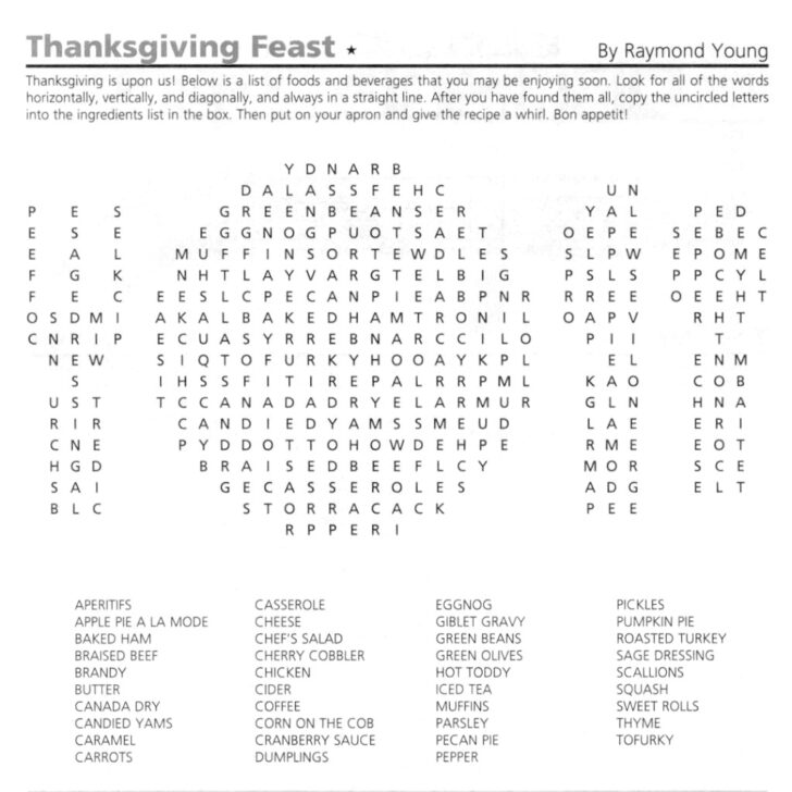 Thanksgiving Words Search Challenging