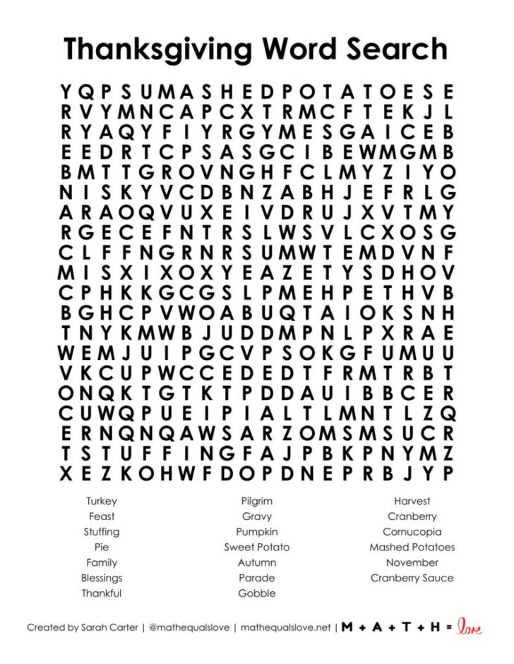 Solved Thanksgiving Word Search By The Holiday Zone
