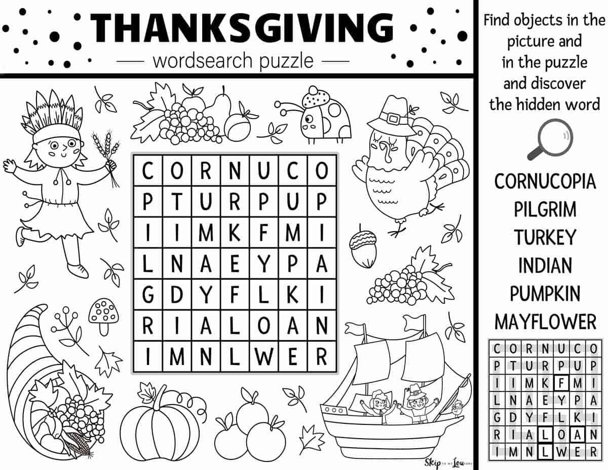 Thanksgiving Word Search | Skip To My Lou regarding First Grade Word Search Thanksgiving Free
