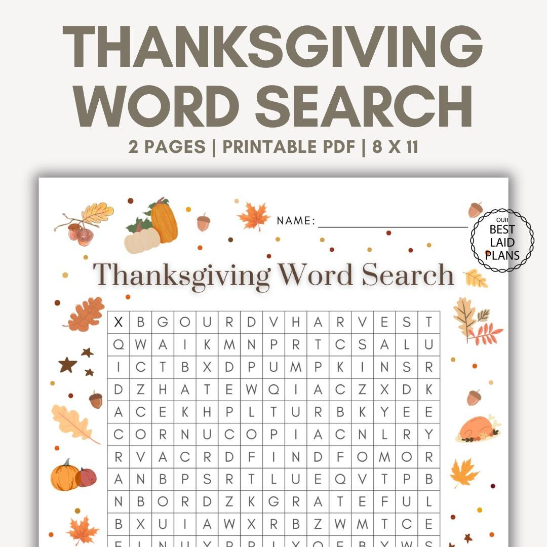 Thanksgiving Word Search, Thanksgiving Day Word Search in Sunday School Thanksgiving Scrabble Word Search