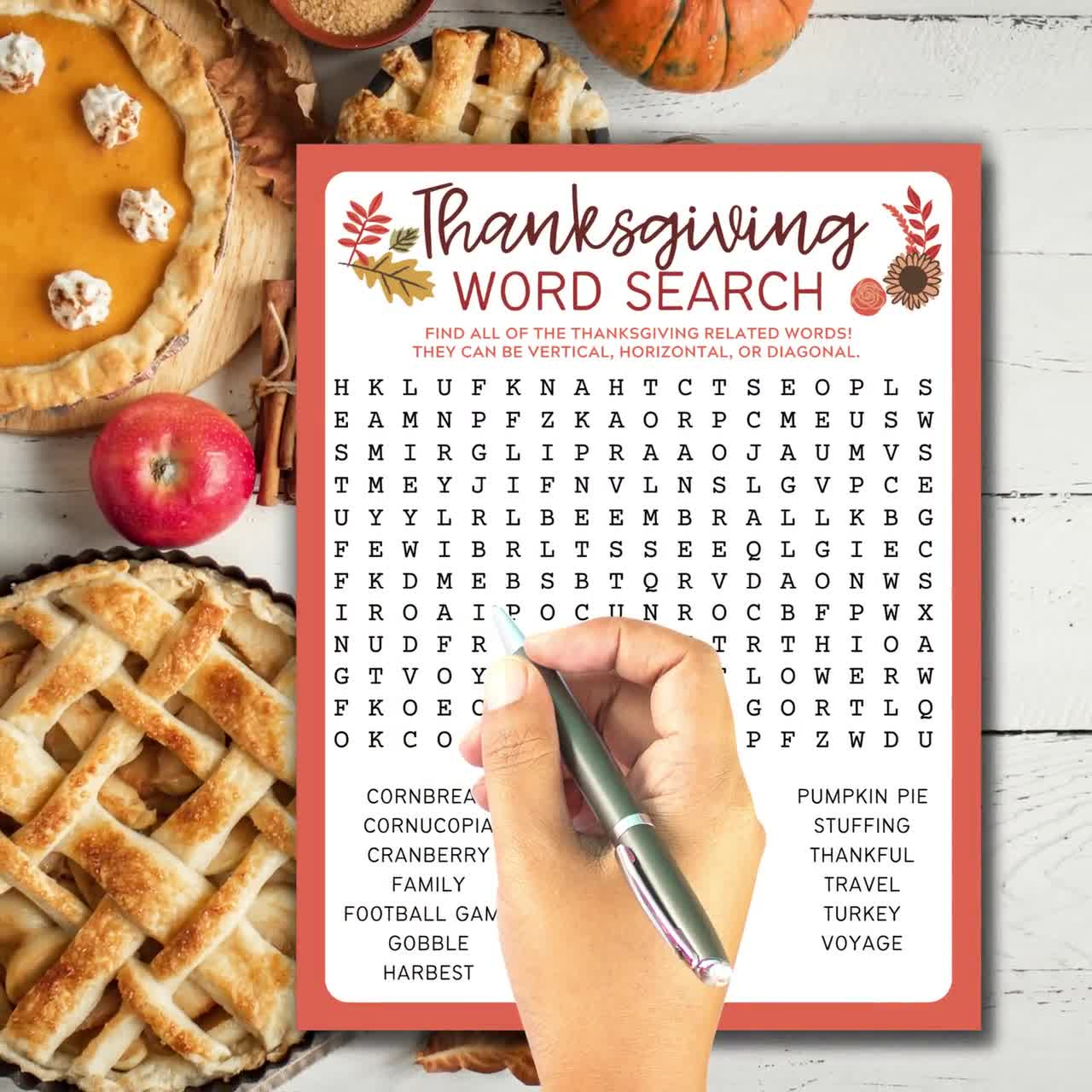 Thanksgiving Word Search | Thanksgiving Printable Game | Thanksgiving  Family Activity | Thanksgiving Classroom Game | Thanksgiving Game regarding Classroom Thanksgiving Word Search
